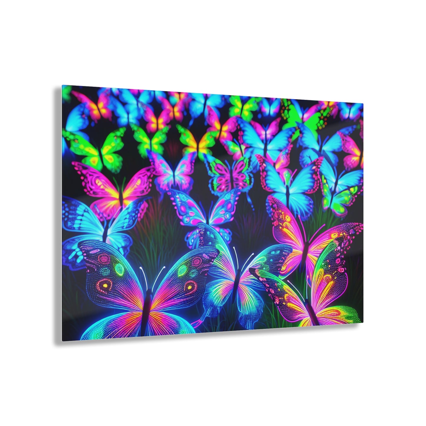 "Butterfly Cascade of Color" NEON Butterflies Art 1/4" Glossy Acrylic Art