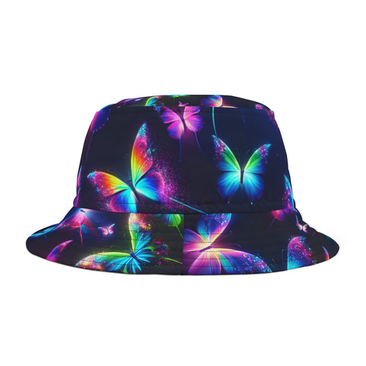 "Tapestry of Vibrant Luminosity" Neon Butterflies Bucket Hat