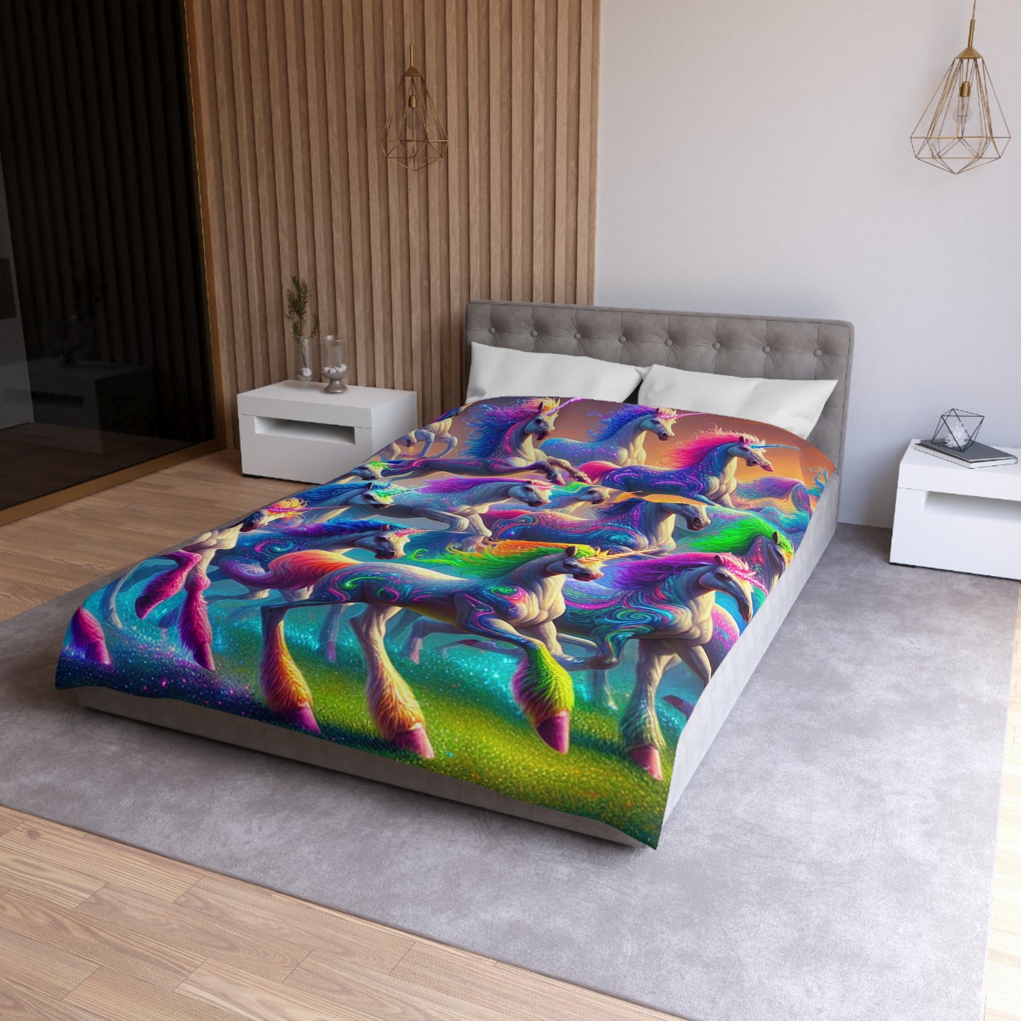 Pietro Romano - NEON Unicorns Microfiber Duvet Cover