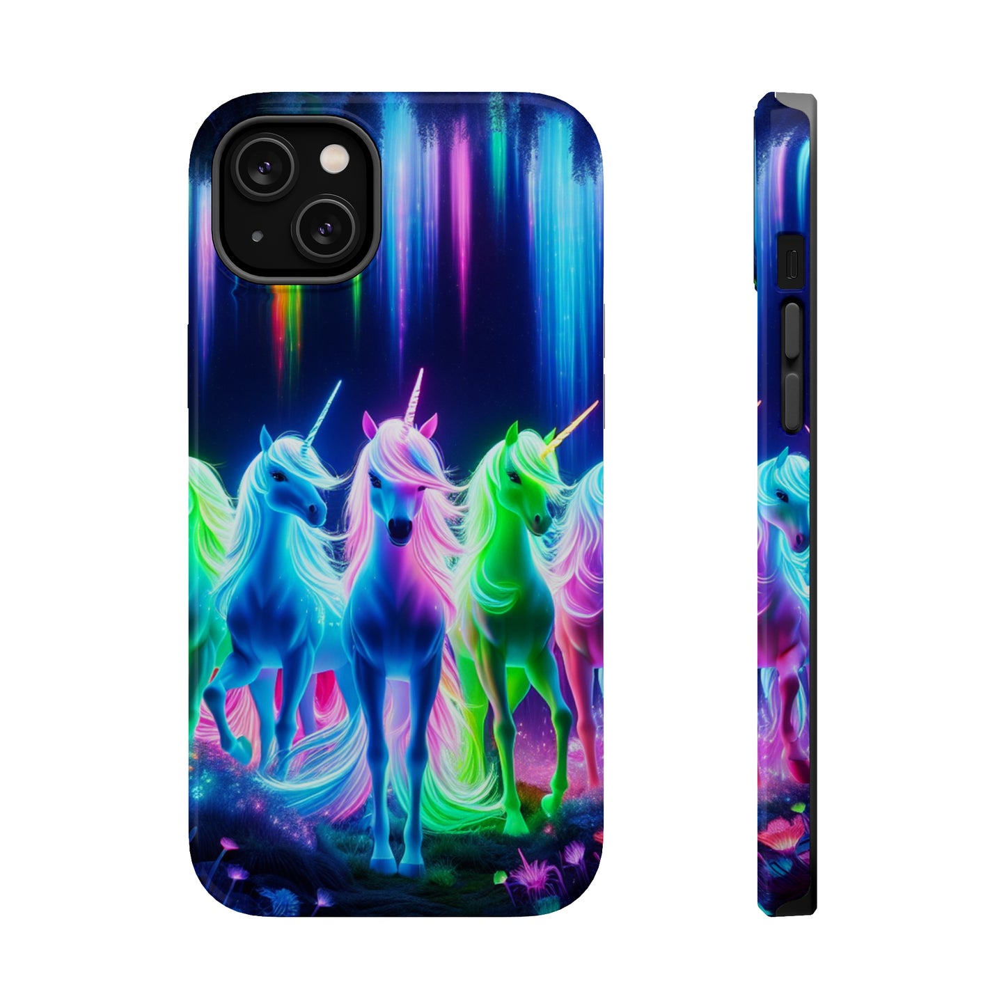 Neon Unicorn Pods. Neon Unicorns Premium Art Magsafe Magnet Tough IPhone 13 14 15 Pro Plus Max and Mini in Matte and Glossy Phone cases