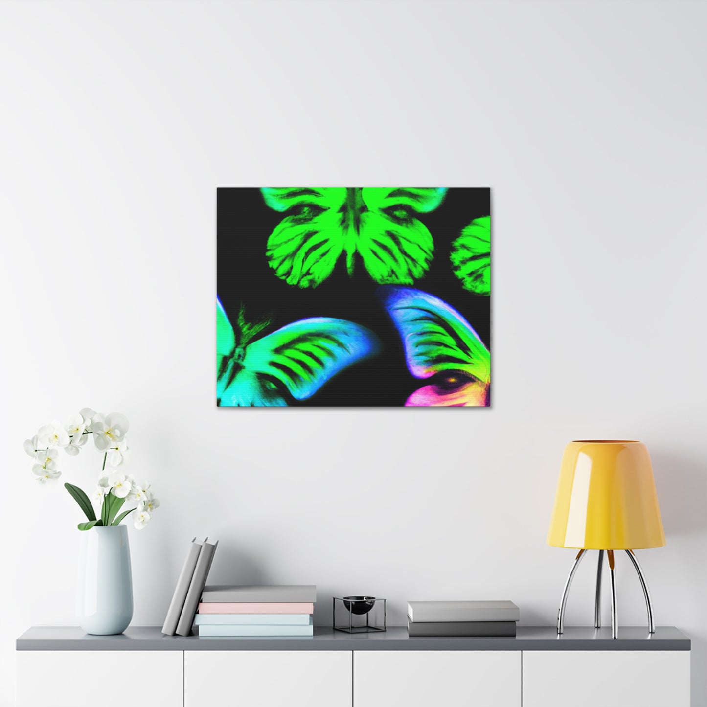 "Neon Dreamweavers". Neon Butterflies  Art Canvas