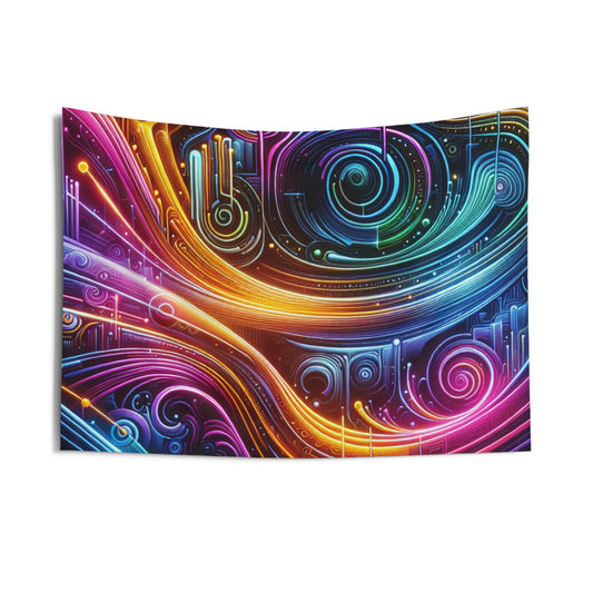 Neon Infinity Illuminations. Infinity Patterns Art Tapestry