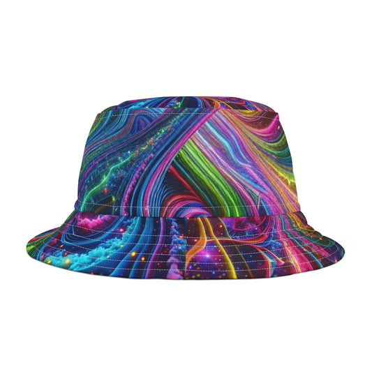 Psychedelic Prism Dreamscape Neon Trippy Infinity Patterns Art Bucket Hat