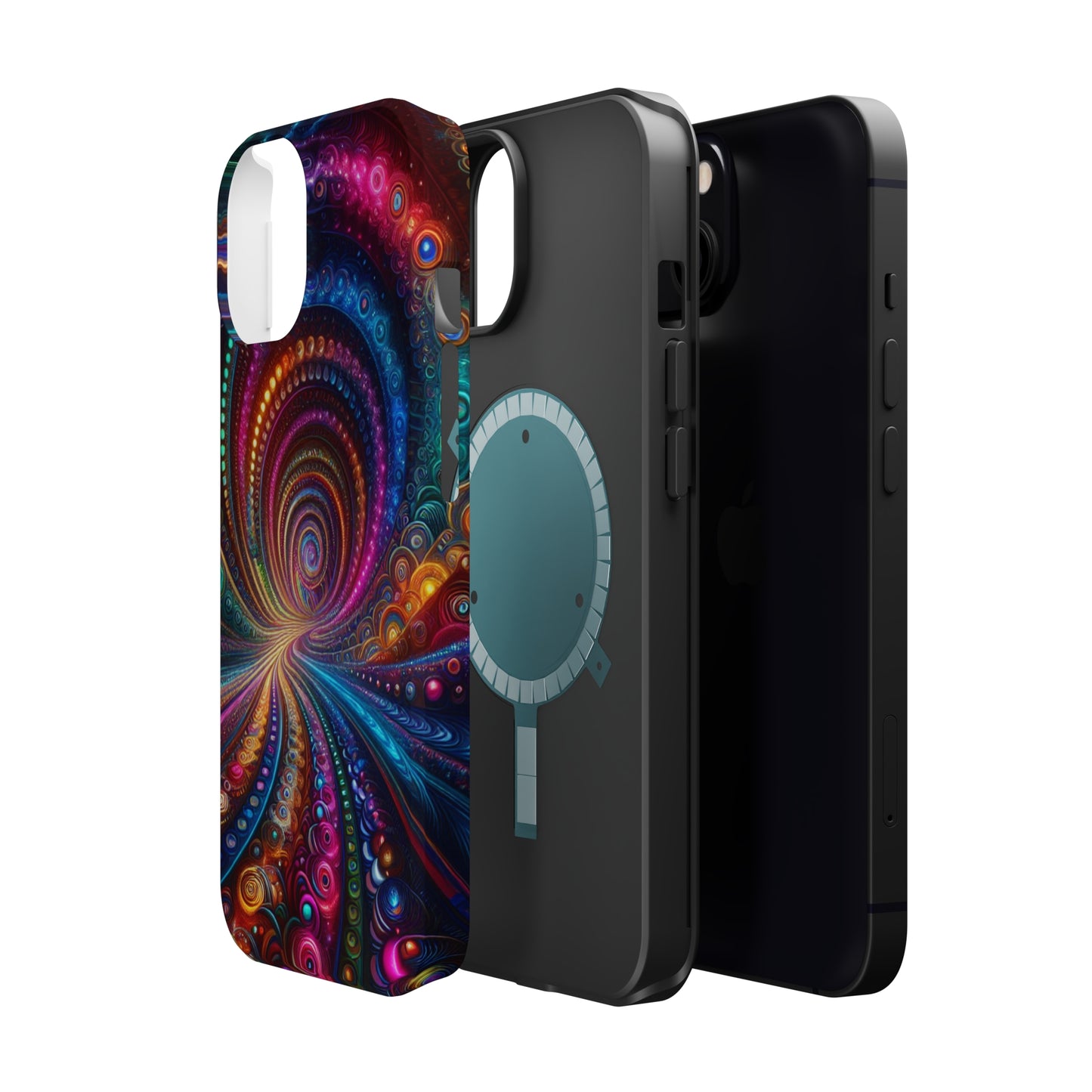 Neon Eternal Infinity Oasis. Neon Trippy Infinity Patterns Premium Art Magsafe Magnet Tough IPhone 13 14 15 Pro Plus Max and Mini in Matte and Glossy Phone cases