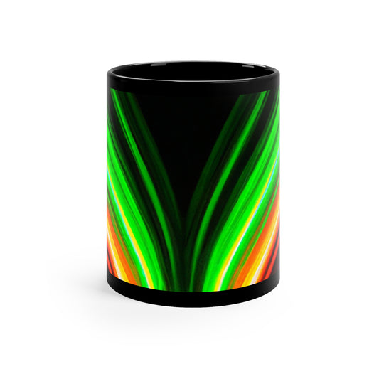 Neon Infinity Fractalogy. Trippy Infninty Patterns 11oz Black Mug