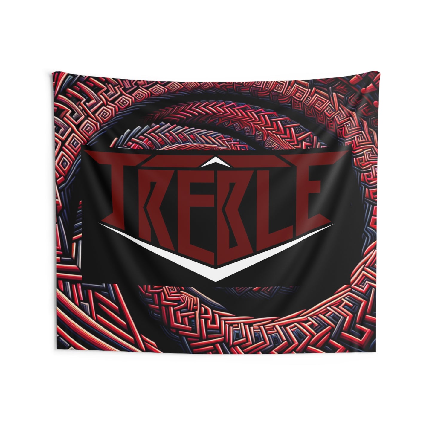 Treble "Aethereal Dreams in Wine and Trippy Darkness" Red & Black Infinity Patterns Art Tapestry
