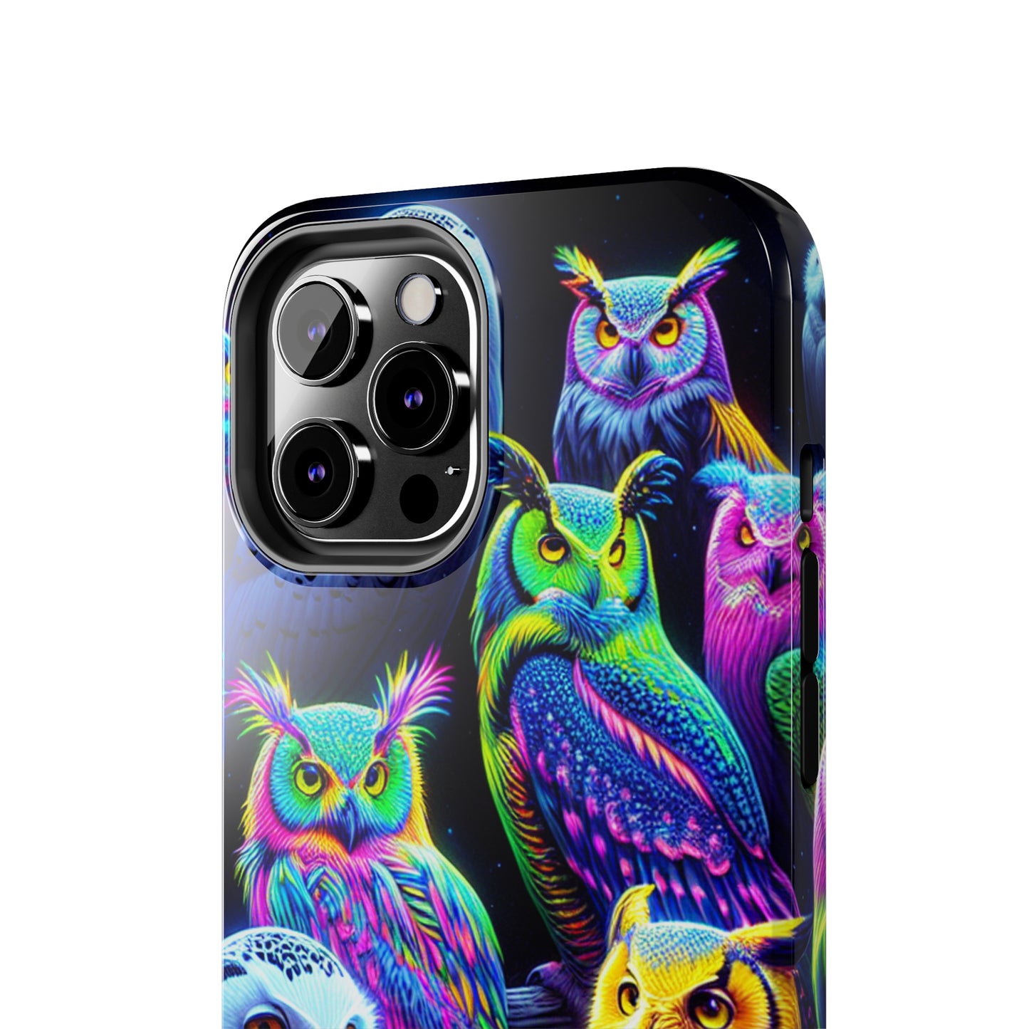 'Flock of Electric Flamses' NEON Owls Tough Phone Case
