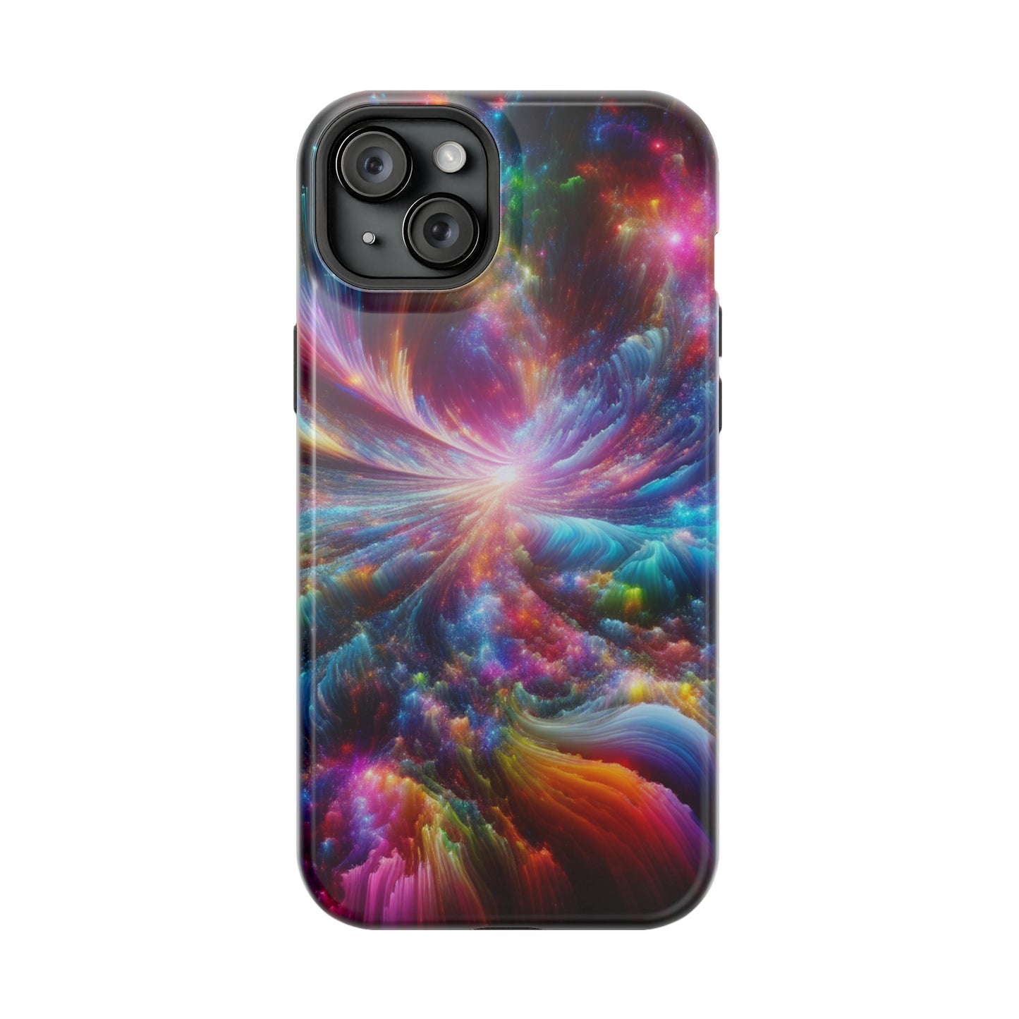 Neon Infinity Chromadrift. Neon Trippy Infinity Patterns Premium Art Magsafe Magnet Tough IPhone 13 14 15 Pro Plus Max and Mini in Matte and Glossy Phone cases