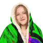 "Butterfly Illuminations" - NEON Butterflies Art Hooded Snuggle Blanket