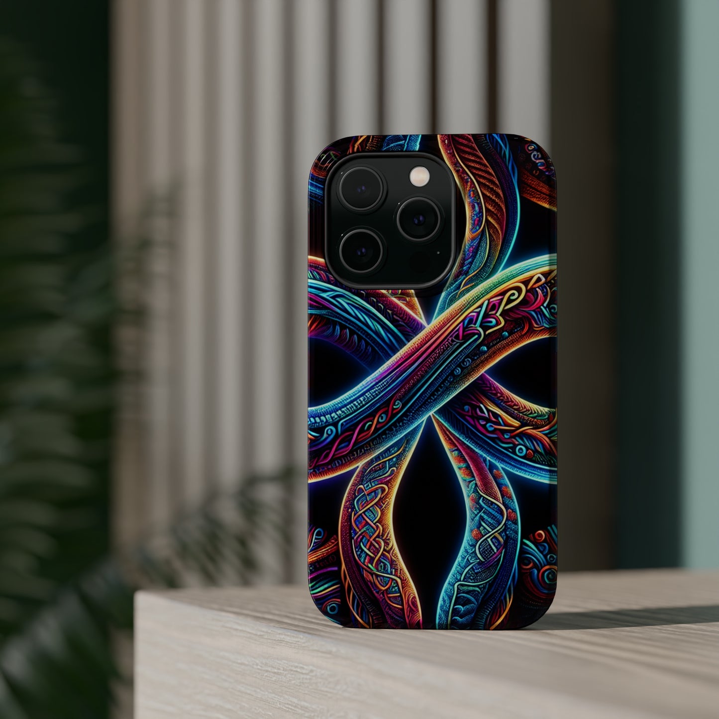 Vibrant Infinity Nocturne Neon Trippy Infinity Patterns Premium Art Magsafe Magnet Tough IPhone 13 14 15 Pro Plus Max and Mini in Matte and Glossy Phone cases
