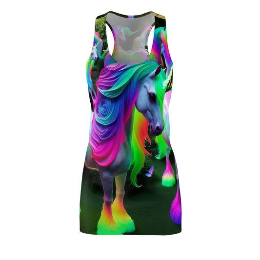 Neon Unicorns Fantasy Neon Unicorns Racerback Dress