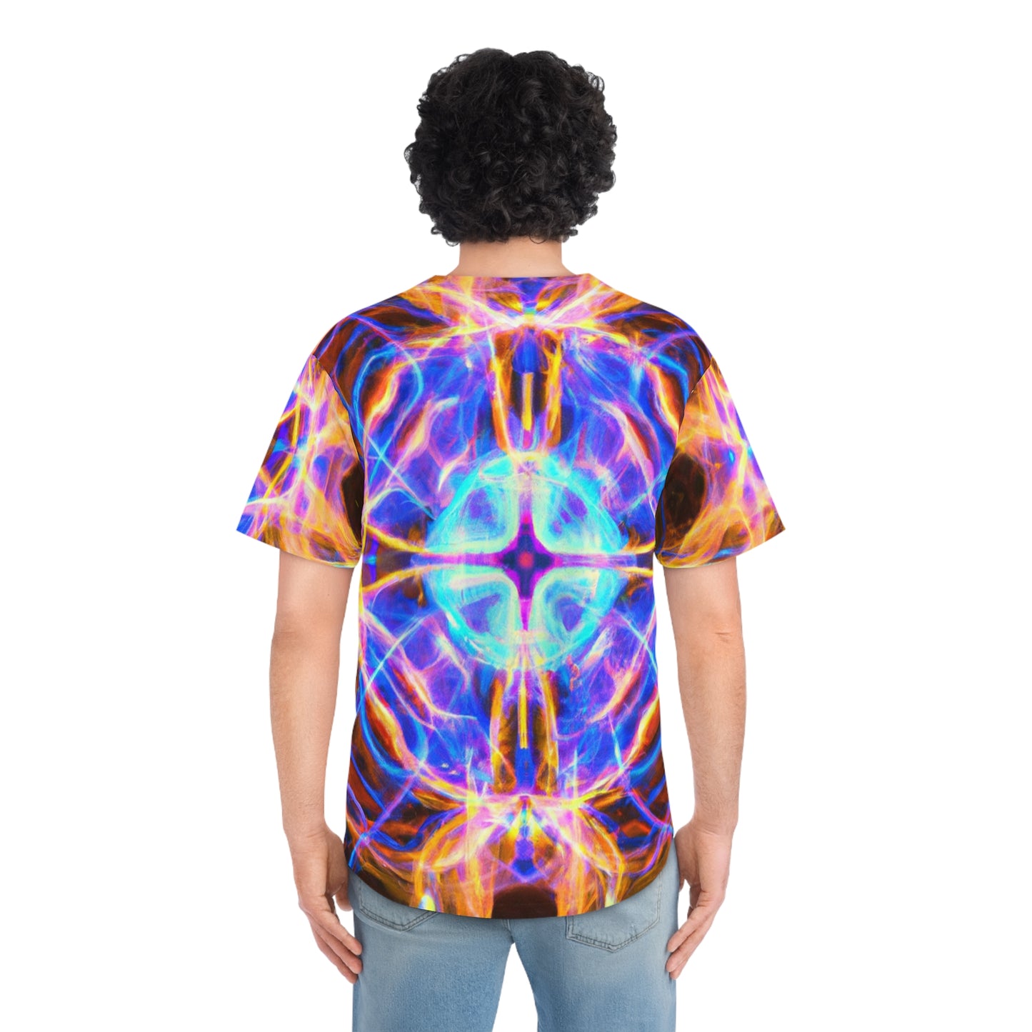 Galactic Neon Vortex. Trippy Infinity Patterns Mens Jersey