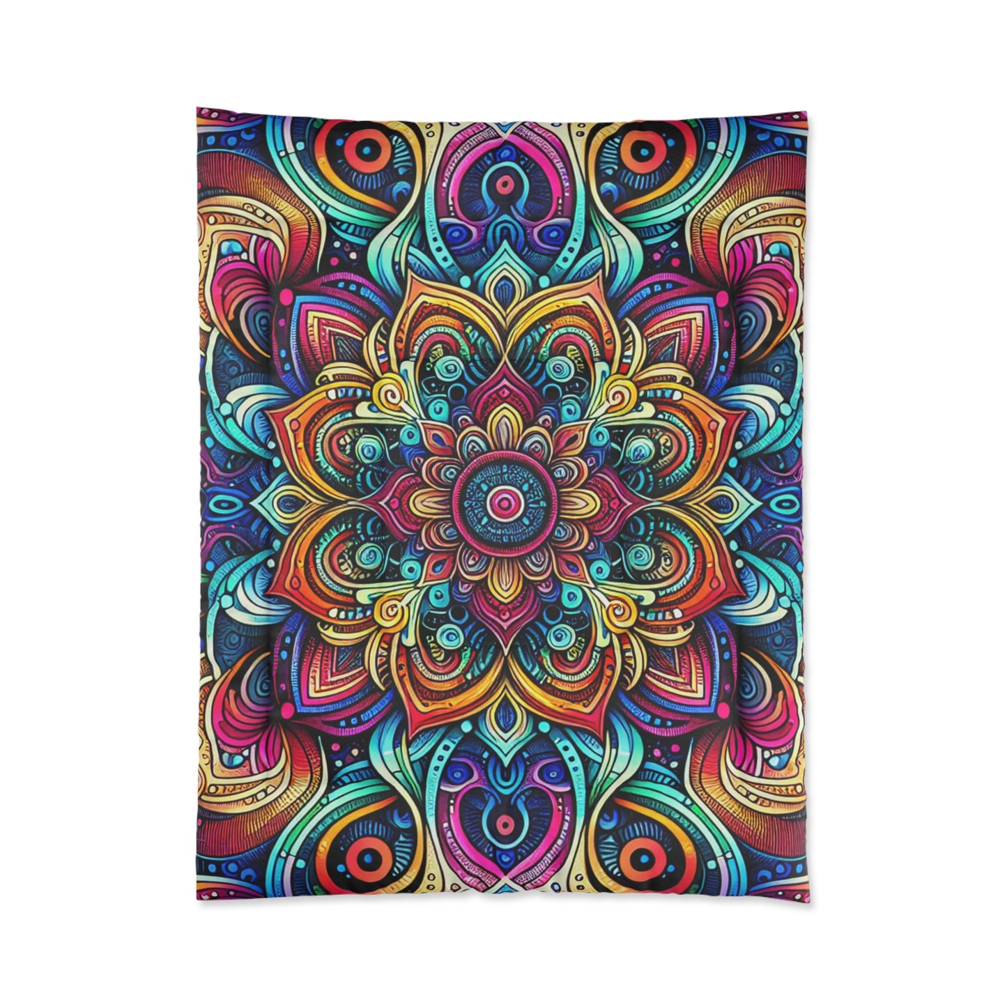 Neon Insanity Maze. Trippy Infinity Patterns Comforter Blanket