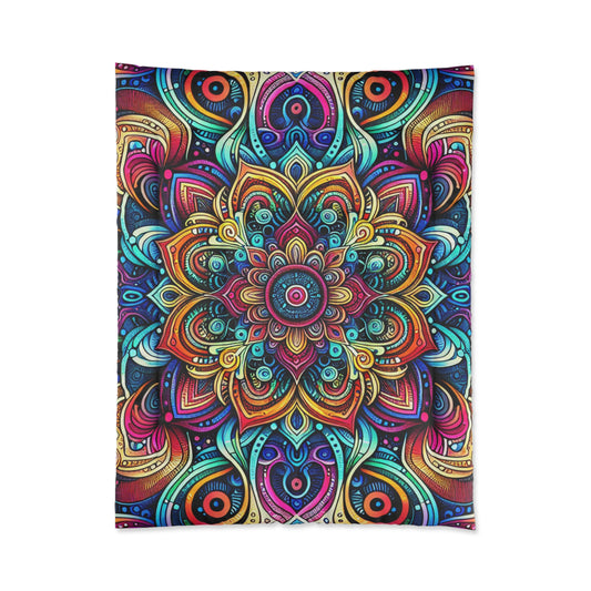 Neon Insanity Maze. Trippy Infinity Patterns Comforter Blanket