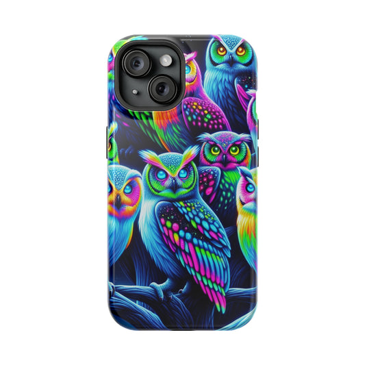Neon Night Owls. Neon Owls Premium Art Magsafe Magnet Tough IPhone 13 14 15 Pro Plus Max and Mini in Matte and Glossy Phone cases