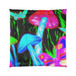 "Neon Butterflies and Mushrooms Mural" Butterflies & Mushrooms Comforter Blanket