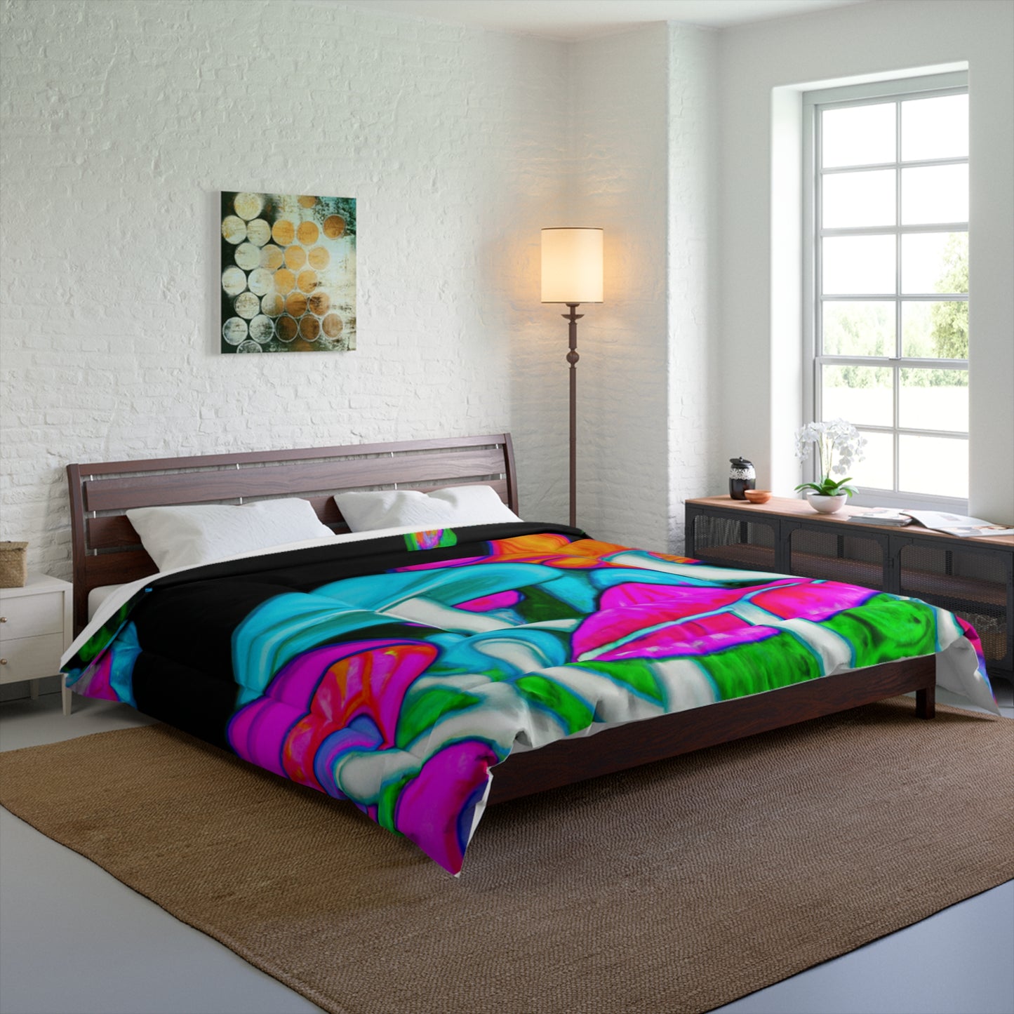 Neon Flight of Fancy. Butterflies & Mushrooms Comforter Blanket