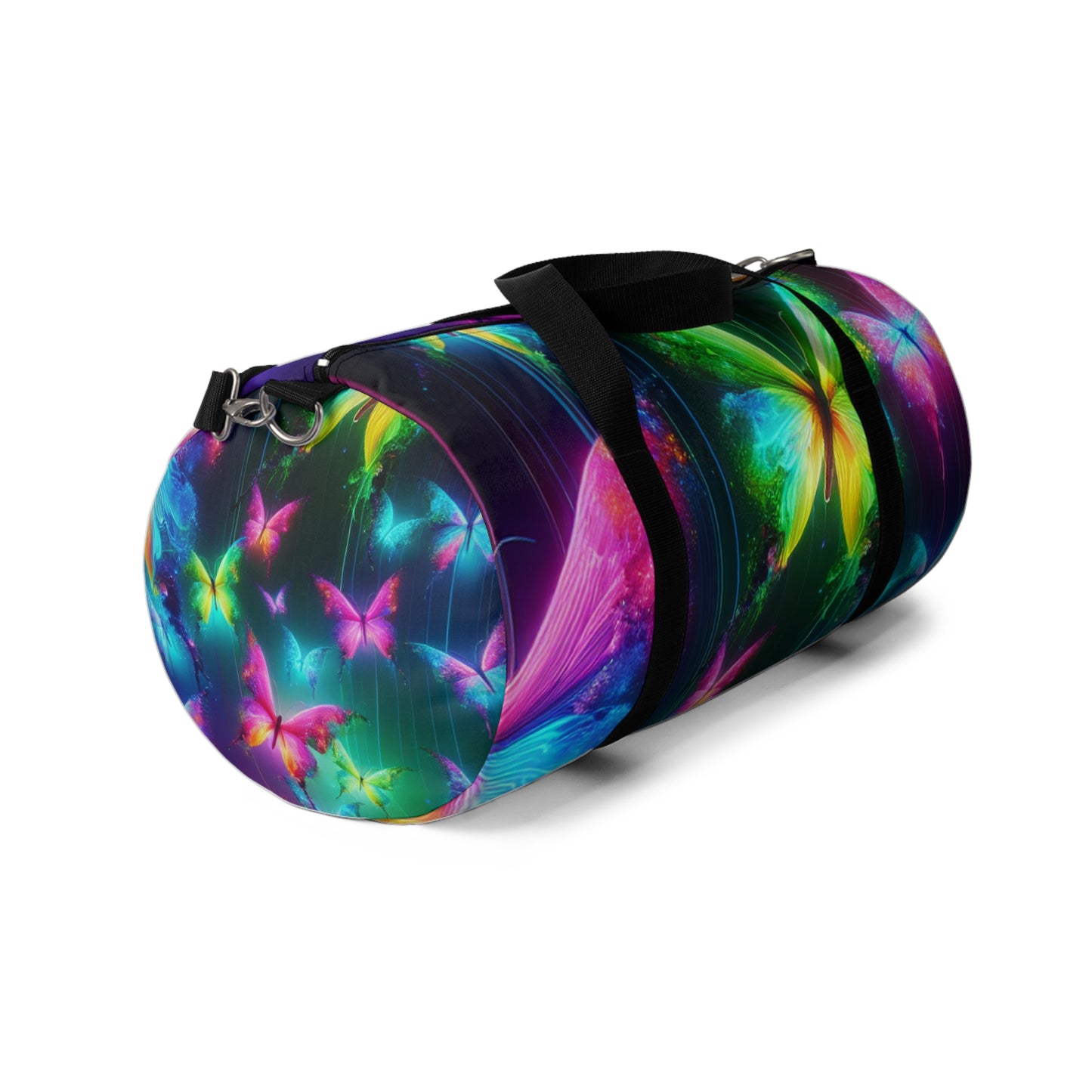 Fantasia in Neon. - Neon Butterflies Duffle Bag