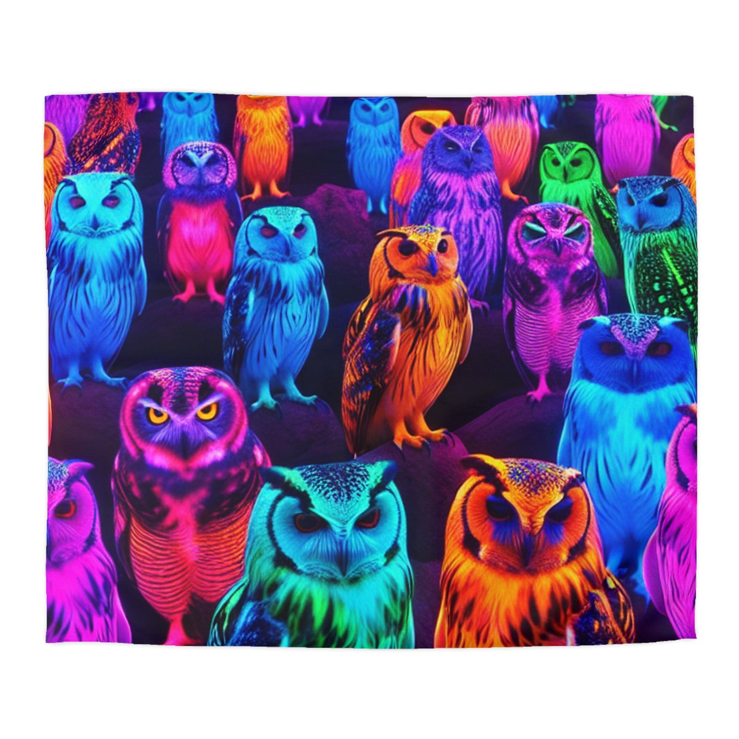 Giovanni di Guido - NEON Owls Microfiber Duvet Cover