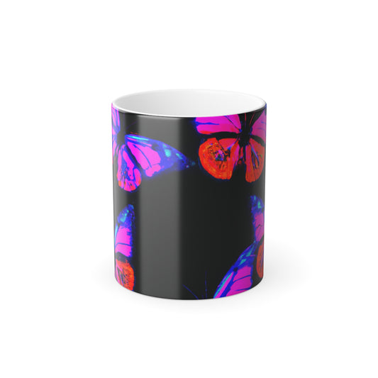 "Neon Poppies" Neon Butterflies 11oz Color Morphing Mug