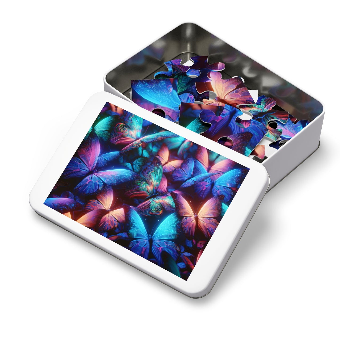 "Neon Flutter" - Neon Butterflies Puzzle30, 110, 252, and 1000 Pieces