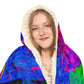 "Neon Butterflies in Flight" - NEON Butterflies Art Hooded Snuggle Blanket