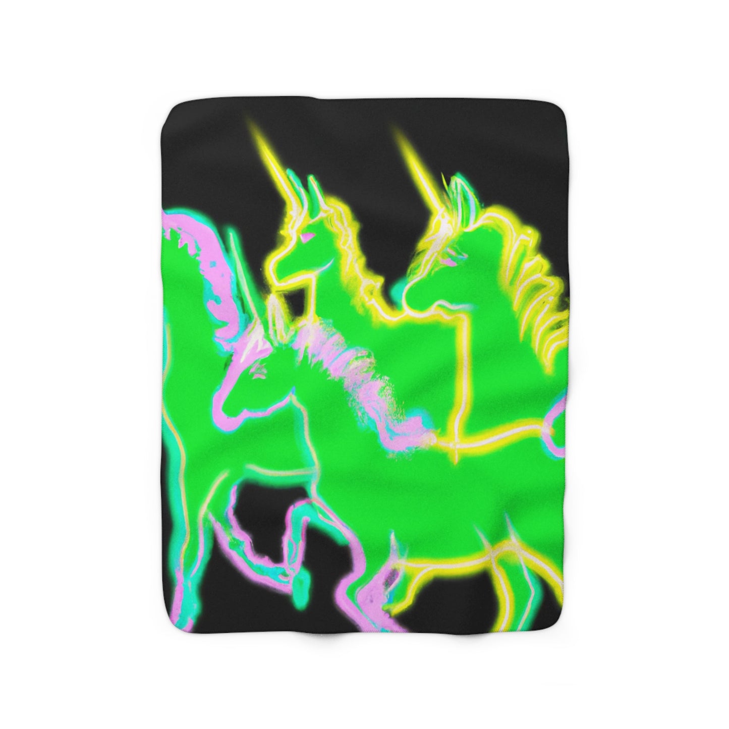 "Unicorn Discharge" - NEON Unicorns Art Sherpa Blanket