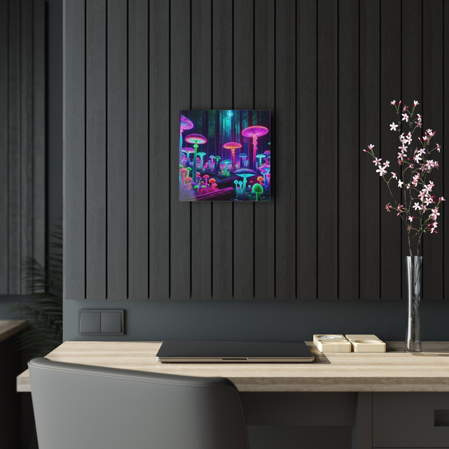 Neon Fungal Fantasy. Mushrooms 1/4" Glossy Acrylic Art