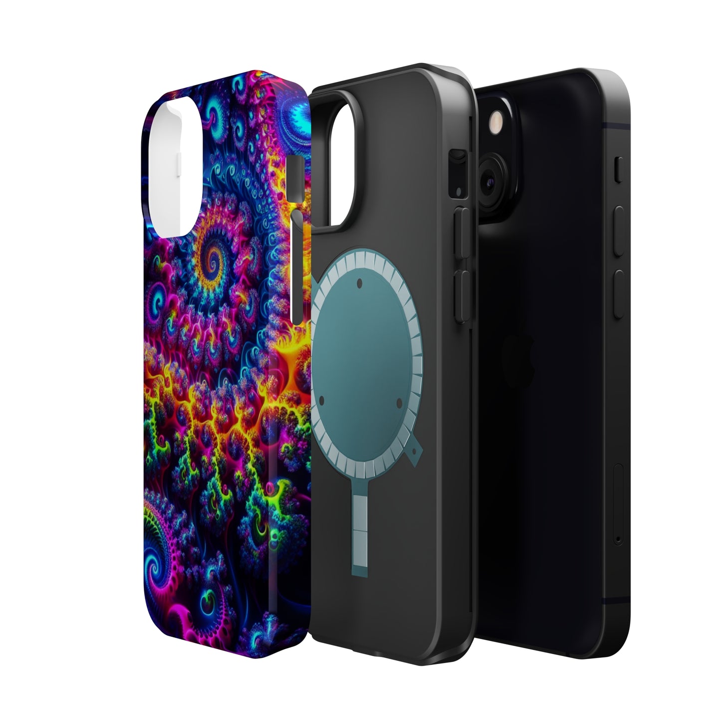 Twilight Infinyscape Neon Trippy Infinity Patterns Premium Art Magsafe Magnet Tough IPhone 13 14 15 Pro Plus Max and Mini in Matte and Glossy Phone cases