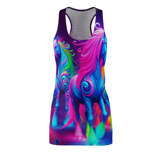 Neon Unirainbow. Neon Unicorns Racerback Dress