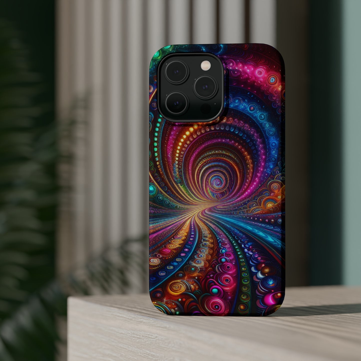 Neon Eternal Infinity Oasis. Neon Trippy Infinity Patterns Premium Art Magsafe Magnet Tough IPhone 13 14 15 Pro Plus Max and Mini in Matte and Glossy Phone cases