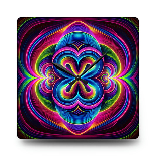 Infinite Neon Vortex. Infinity Patterns Art Acrylic Clock