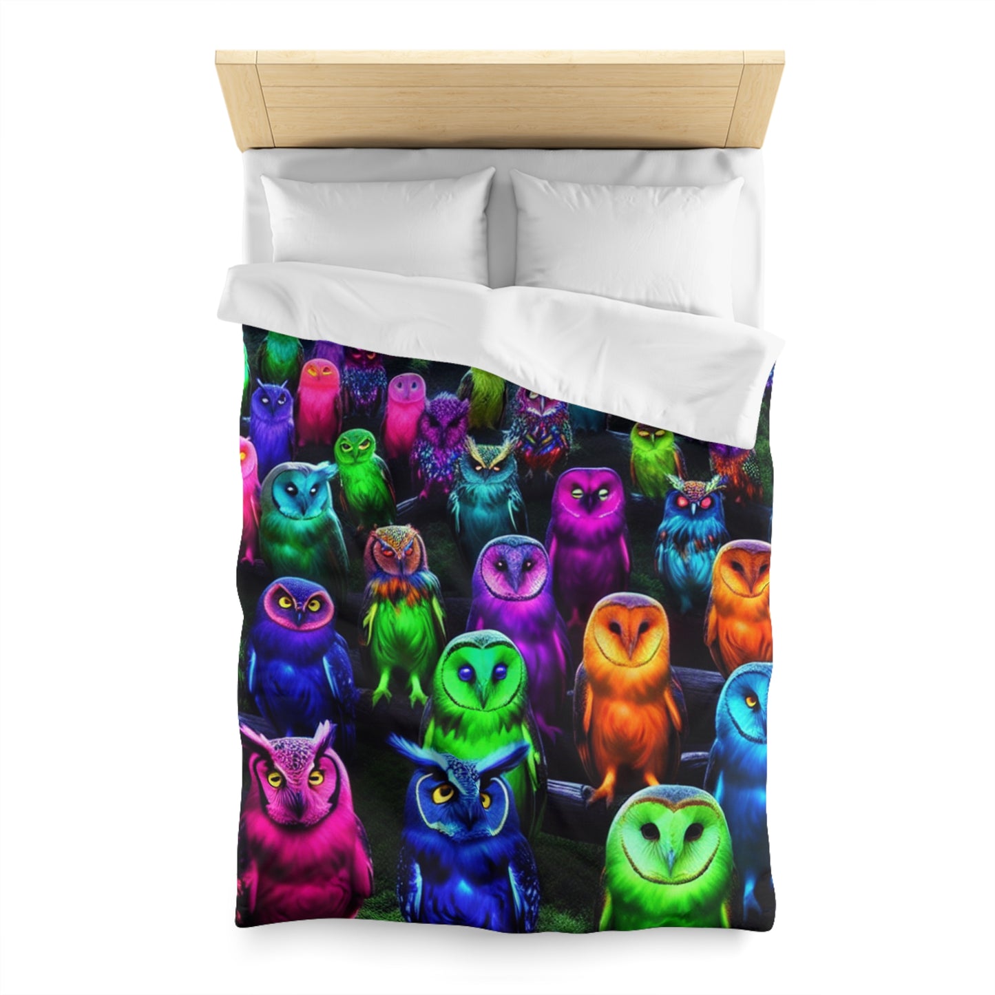 Florin da Vinci - NEON Owls Microfiber Duvet Cover