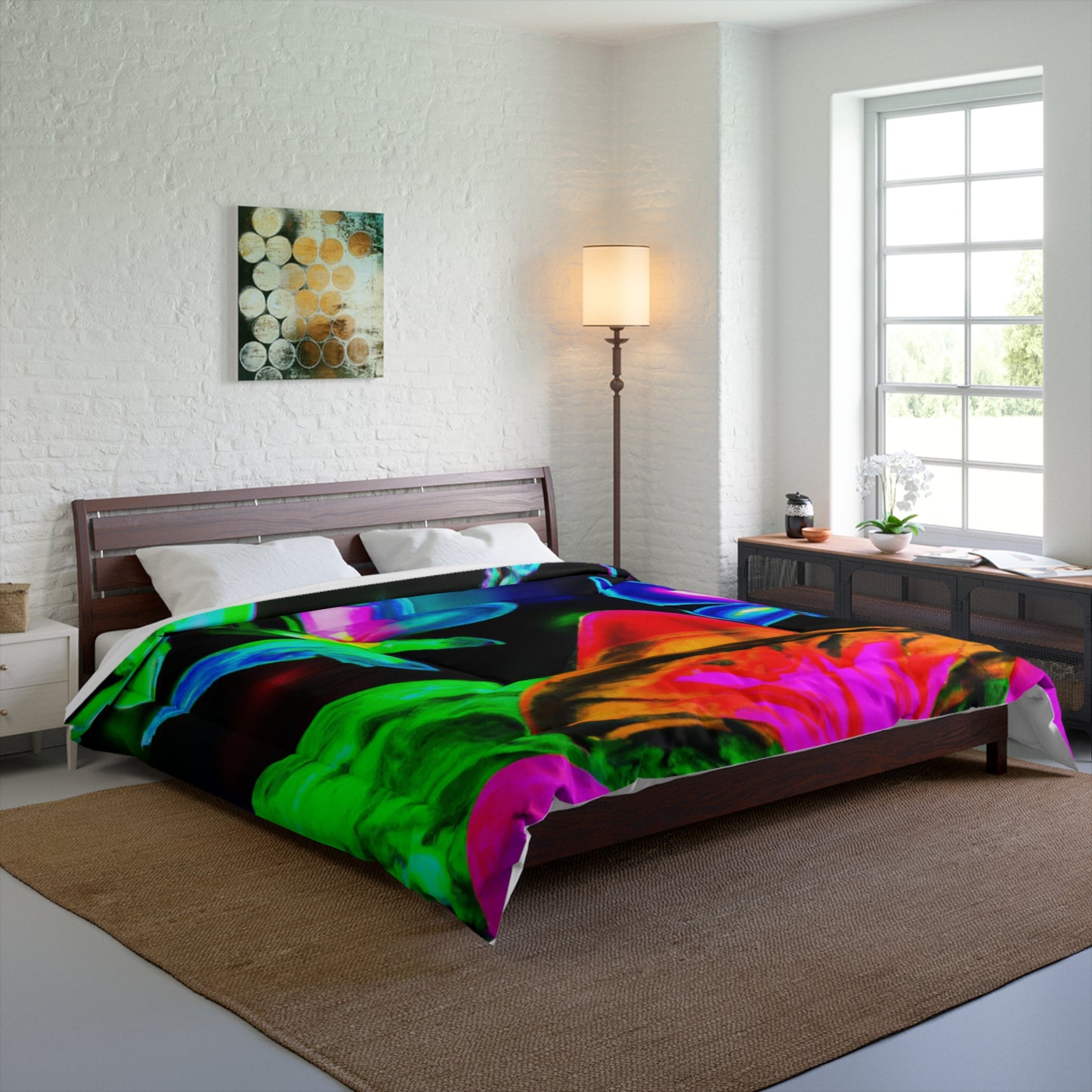Vivid Cosmos. Butterflies & Mushrooms Comforter Blanket
