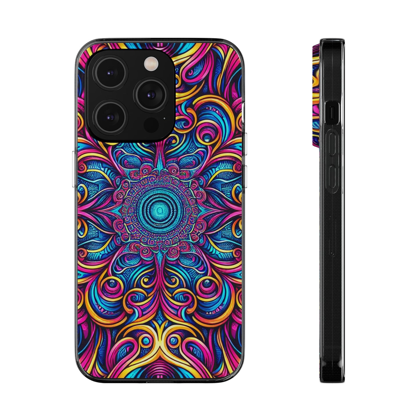 "Fantasia of Fluorescence" Infinity Patterns Art Polycarbonate Phone Case Samsung Galaxy s21 s22 Google Pixel 6 Iphone 11 12 13 14 Pro Max Mini Plus
