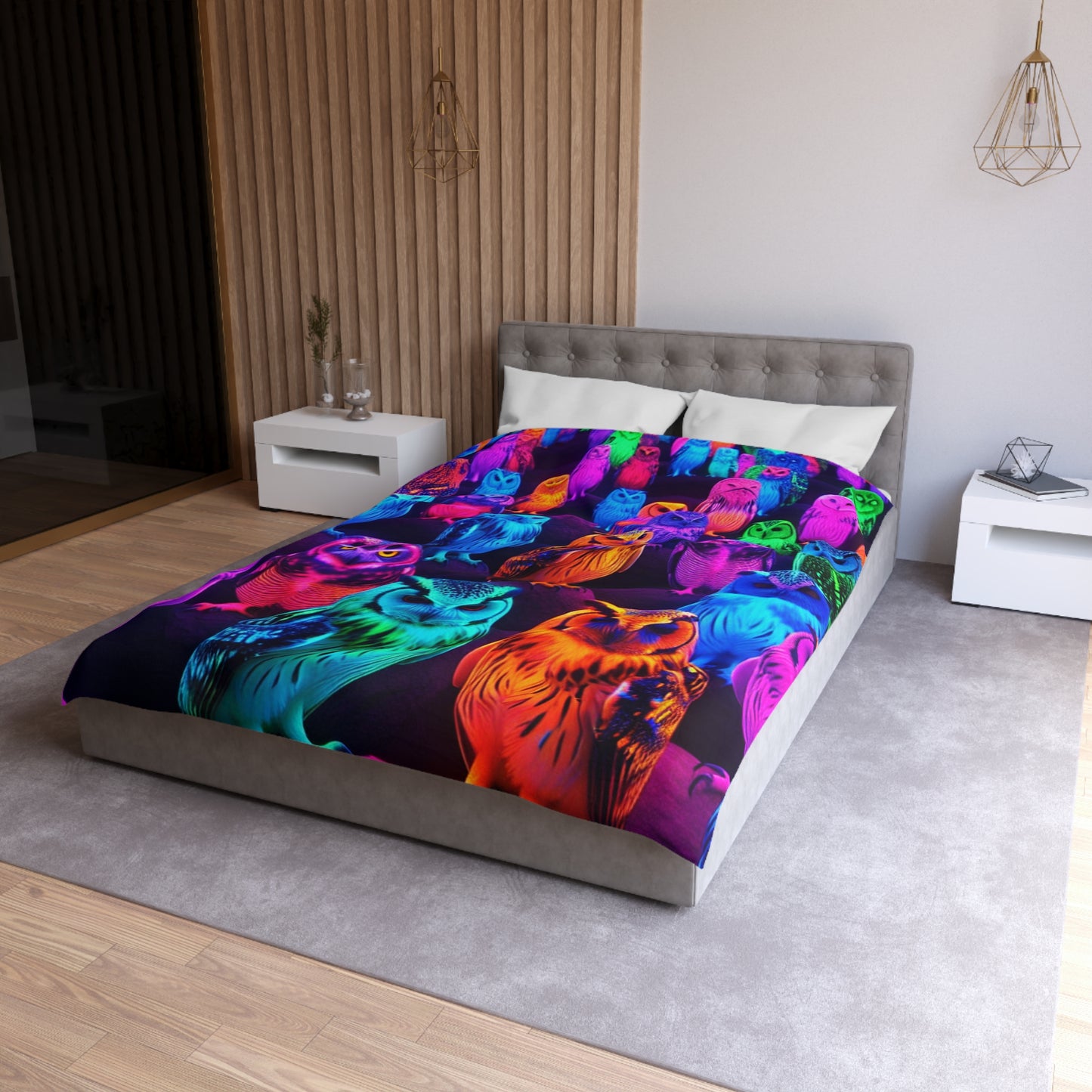 Giovanni di Guido - NEON Owls Microfiber Duvet Cover