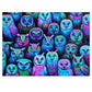 "Neon Nocturnal" - Neon Owls Puzzle 30, 110, 252, and 1000 Pieces