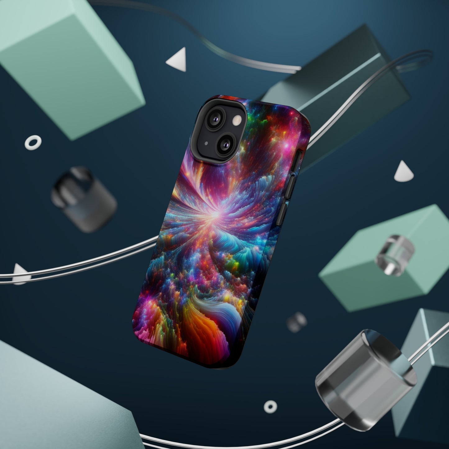 Neon Infinity Chromadrift. Neon Trippy Infinity Patterns Premium Art Magsafe Magnet Tough IPhone 13 14 15 Pro Plus Max and Mini in Matte and Glossy Phone cases