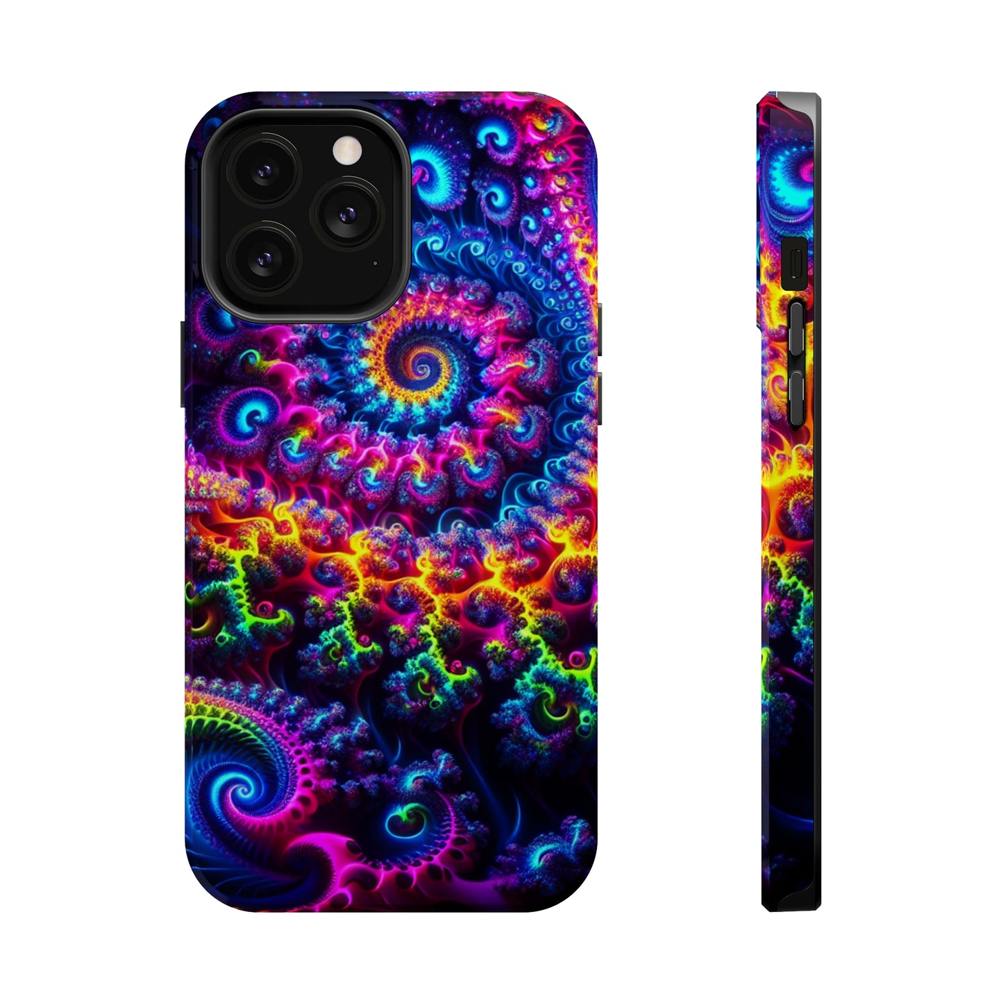 Twilight Infinyscape Neon Trippy Infinity Patterns Premium Art Magsafe Magnet Tough IPhone 13 14 15 Pro Plus Max and Mini in Matte and Glossy Phone cases