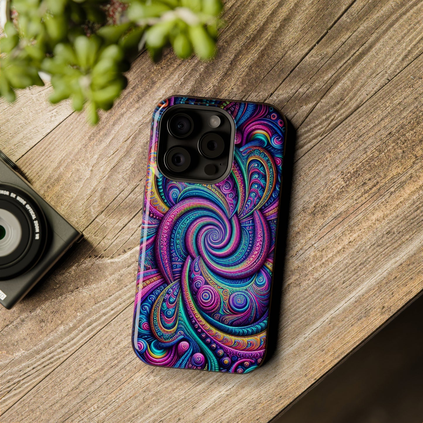 Cosmic Quasar Dreams. Neon Trippy Infinity Patterns Premium Art Magsafe Magnet Tough IPhone 13 14 15 Pro Plus Max and Mini in Matte and Glossy Phone cases