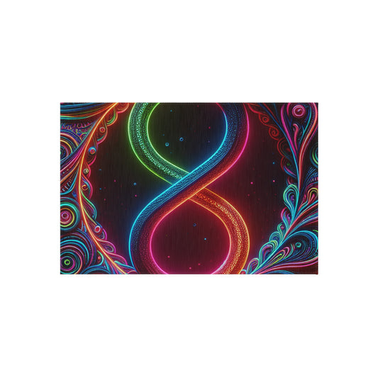 Neon Vortex Infinity. Infinity Patterns Outdoor Rug