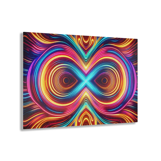Neon Spiral Infinity Dreamscape. Trippy infity Pattern 1/4" Glossy Acrylic Art
