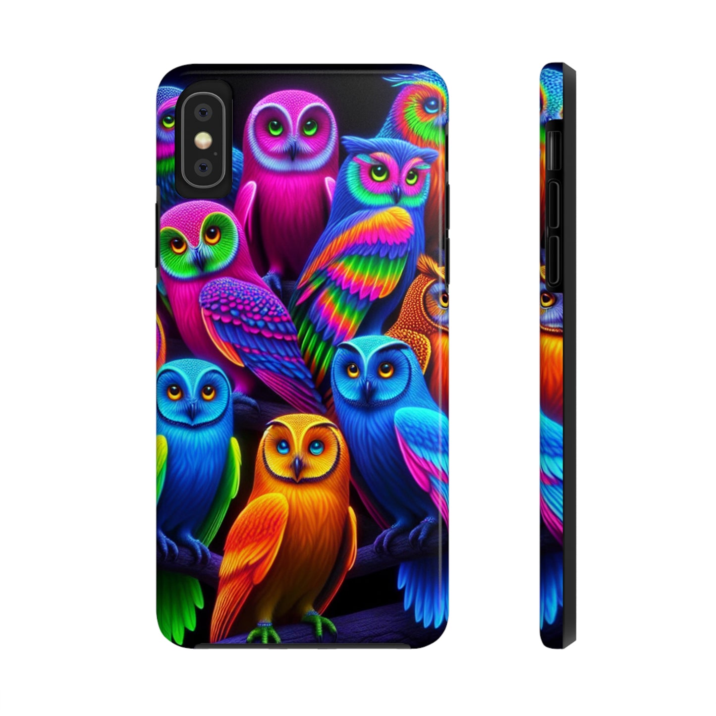 "Electric Vivid Night Owls" NEON Owls Tough Phone Case