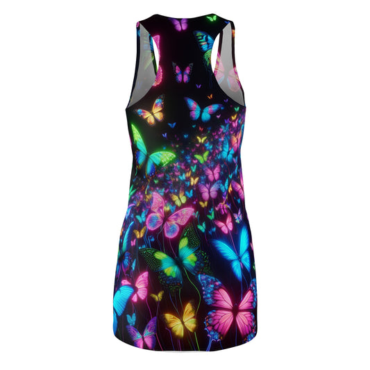 "Flaming Neon Butterfly Flutter". Neon Butterflies  Racerback Dress