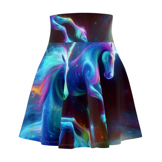 "Enchanted Luminescence" -NEON Unicorns Woman' Skater Skirt