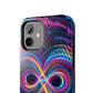 Psychedelic Dreams in Neon Void. Trippy Infinity Patterns Tough Phone Case Iphone 7 8 9 10 11 12 13 14 Pro Max Mini Plus XR XS SE