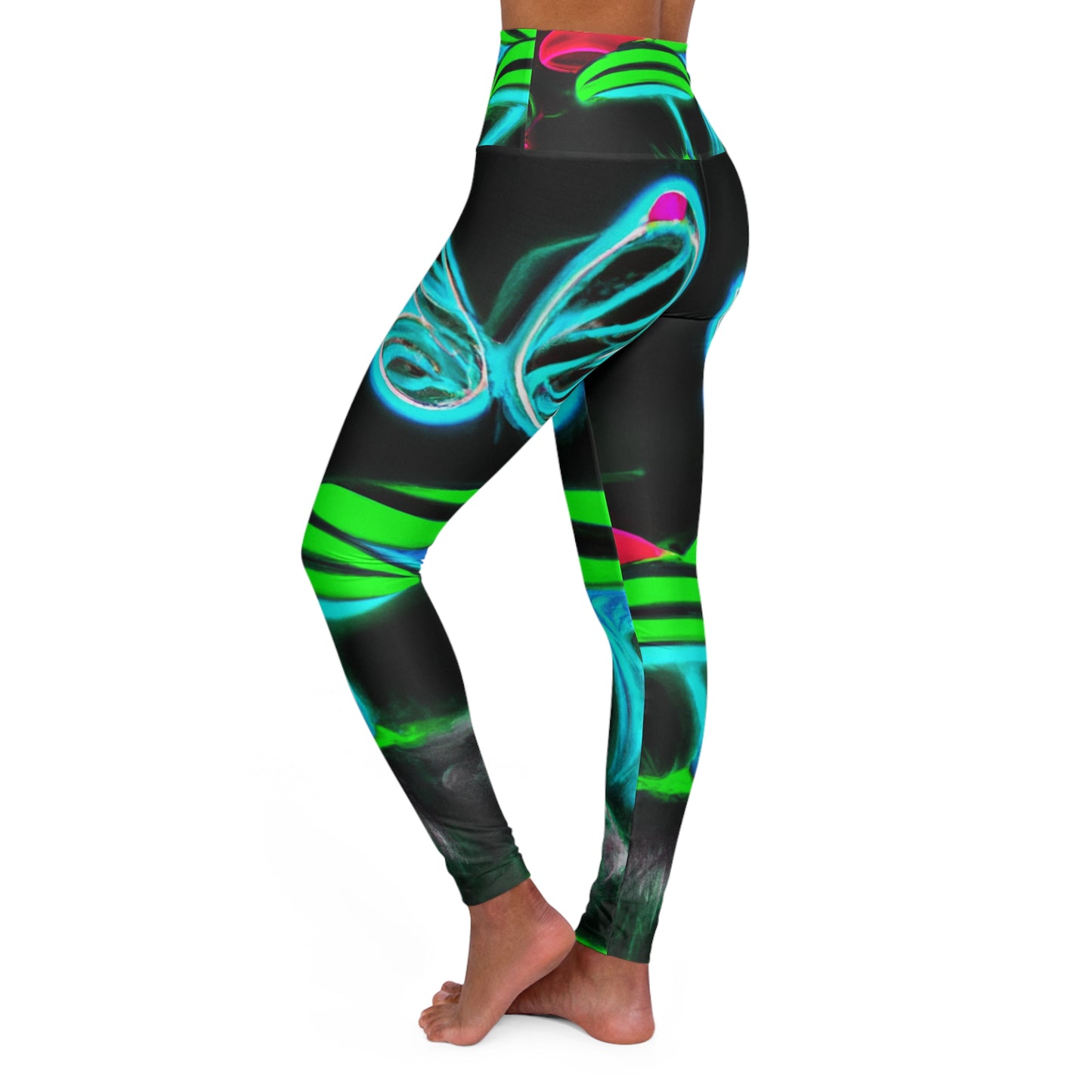 Neon Nightlife Splendor - Mushrooms & Butterflies Leggings