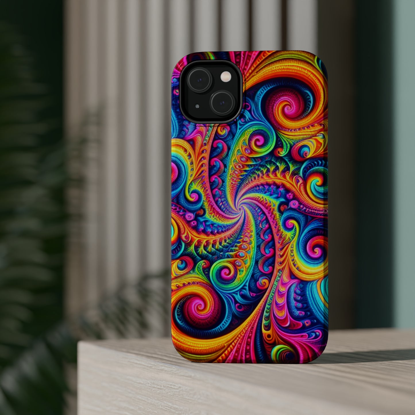 Trip-Infinite Radiance Neon Trippy Infinity Patterns Premium Art Magsafe Magnet Tough IPhone 13 14 15 Pro Plus Max and Mini in Matte and Glossy Phone cases