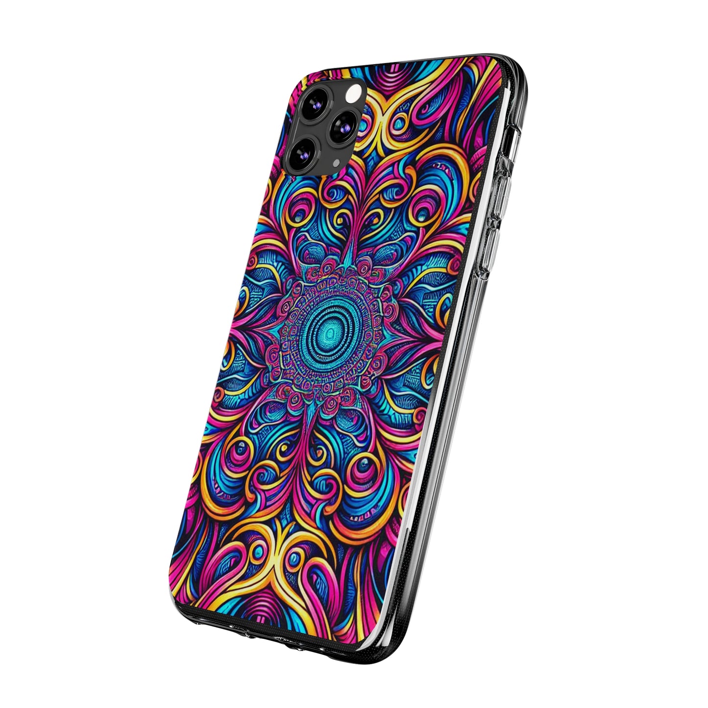 "Fantasia of Fluorescence" Infinity Patterns Art Polycarbonate Phone Case Samsung Galaxy s21 s22 Google Pixel 6 Iphone 11 12 13 14 Pro Max Mini Plus