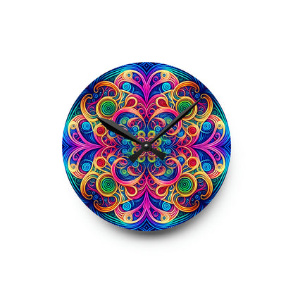 "Infinite Neon Dreams" Infinity Patterns Art Acrylic Clock